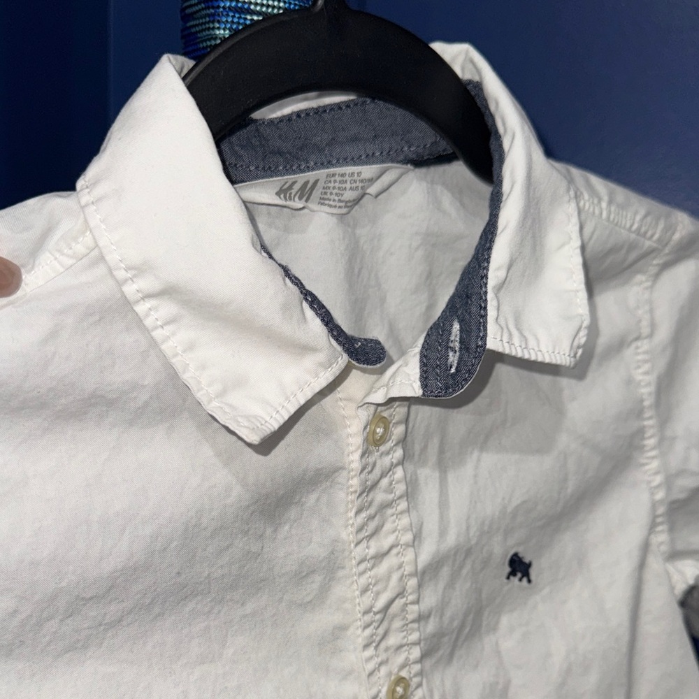 H & M- Classic White Long-Sleeve Button-Down Shirt Size 10 - Picture 7 of 16